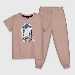 Пижама хлопковая детская R2-D2, цвет: пыльно-розовый
