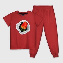 Пижама хлопковая детская Тюльпан, цвет: красный