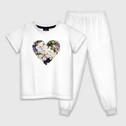 Пижама хлопковая детская Spring heart, цвет: белый