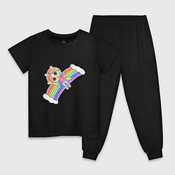 Пижама хлопковая детская Единорожка на радуге, цвет: черный