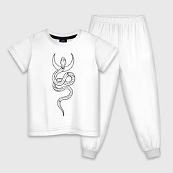 Пижама хлопковая детская Лунная змея, цвет: белый