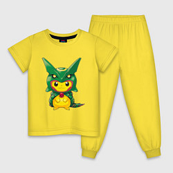 Пижама хлопковая детская Пикачу в костюме дракона, цвет: желтый