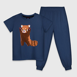Пижама хлопковая детская Нападение милой панды, цвет: тёмно-синий