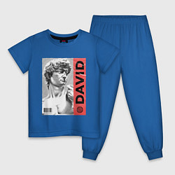 Пижама хлопковая детская Обложка журнала Статуя Давида, цвет: синий