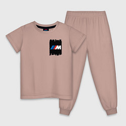 Пижама хлопковая детская BMW - Strokes, цвет: пыльно-розовый