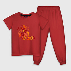 Пижама хлопковая детская Кошечка, цвет: красный