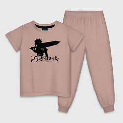 Пижама хлопковая детская Чёрный клевер силуэт Аста, цвет: пыльно-розовый