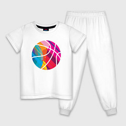 Пижама хлопковая детская Rainbow Ball, цвет: белый