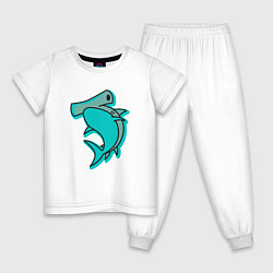 Пижама хлопковая детская Акула молот, цвет: белый