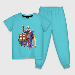 Пижама хлопковая детская Lionel Messi Barcelona Argentina!, цвет: бирюзовый