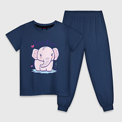 Пижама хлопковая детская Маленький слоненок, цвет: тёмно-синий