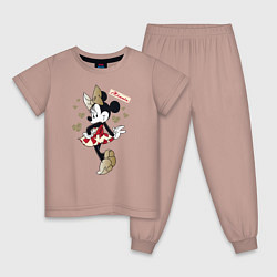 Пижама хлопковая детская Минни, цвет: пыльно-розовый