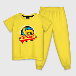 Пижама хлопковая детская Волейбол - Тренер, цвет: желтый