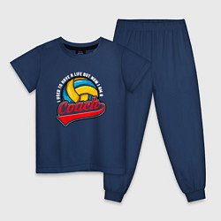 Пижама хлопковая детская Волейбол - Тренер, цвет: тёмно-синий