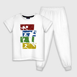 Пижама хлопковая детская Play Volleyball, цвет: белый