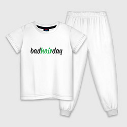 Пижама хлопковая детская BadHairDay, цвет: белый