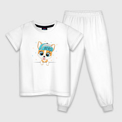 Пижама хлопковая детская Маленькая собачка Hero, цвет: белый