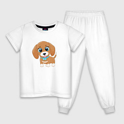 Пижама хлопковая детская Собачка с бантиком, цвет: белый