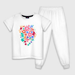 Пижама хлопковая детская Volleyball Flowers, цвет: белый