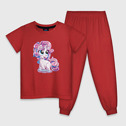 Пижама хлопковая детская Маленький розовый единорог, цвет: красный