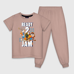 Пижама хлопковая детская Ready 2 Jam, цвет: пыльно-розовый