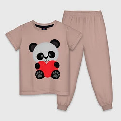 Пижама хлопковая детская Love Панда, цвет: пыльно-розовый