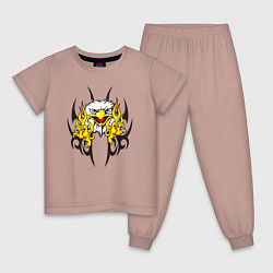Пижама хлопковая детская Орел и узоры, цвет: пыльно-розовый