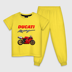 Пижама хлопковая детская DUCATI ДУКАТИ MOTOSPORT, цвет: желтый