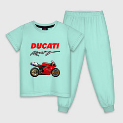 Пижама хлопковая детская DUCATI ДУКАТИ MOTOSPORT, цвет: мятный