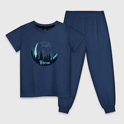 Пижама хлопковая детская Луна Шерегеш, цвет: тёмно-синий