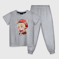 Пижама хлопковая детская Кли из Genshin Для Хлопка, цвет: меланж