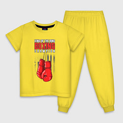 Пижама хлопковая детская Король ринга, цвет: желтый