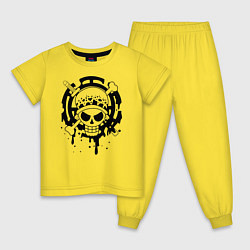 Пижама хлопковая детская Веселый Роджер Трафальгара Ло One Piece, цвет: желтый