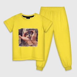 Пижама хлопковая детская 8 мембер, цвет: желтый
