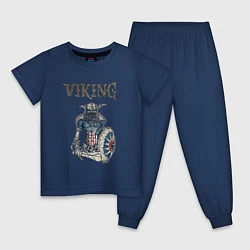 Пижама хлопковая детская Викинг Viking Воин Z, цвет: тёмно-синий