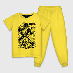 Пижама хлопковая детская Персонажи Ван-Пис Большой куш, цвет: желтый