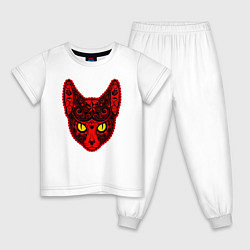 Пижама хлопковая детская Devil Cat, цвет: белый