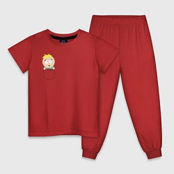 Пижама хлопковая детская Баттерс в кармане, цвет: красный