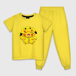 Пижама хлопковая детская Милый пикачу, цвет: желтый