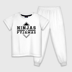 Пижама хлопковая детская Ninjas In Pyjamas, цвет: белый