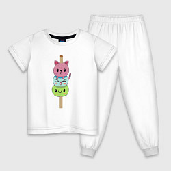 Пижама хлопковая детская Друзья на шпажке, цвет: белый