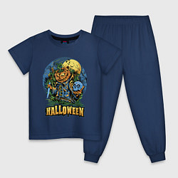 Пижама хлопковая детская Halloween, цвет: тёмно-синий