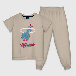 Пижама хлопковая детская Miami Heat, цвет: миндальный