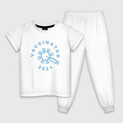 Пижама хлопковая детская Вакцинация 2021, цвет: белый
