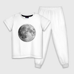 Пижама хлопковая детская Полнолуние Лунная фаза, цвет: белый