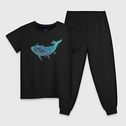 Пижама хлопковая детская Горбатый кит, цвет: черный