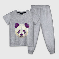 Пижама хлопковая детская Фиолетовая панда, цвет: меланж