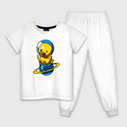 Пижама хлопковая детская Утенок-космонавт, цвет: белый