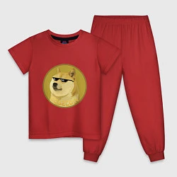Пижама хлопковая детская Dogecoin, цвет: красный