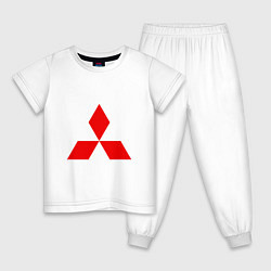 Пижама хлопковая детская Красный логотип Митсубиси, цвет: белый